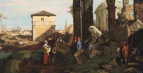 Capriccio con rovine e Porta Portello a Padova