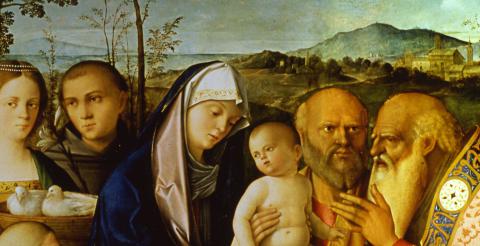 La presentazione di Gesù a Simeone, con i santi Giuseppe, Antonio, una giovine e un donatore