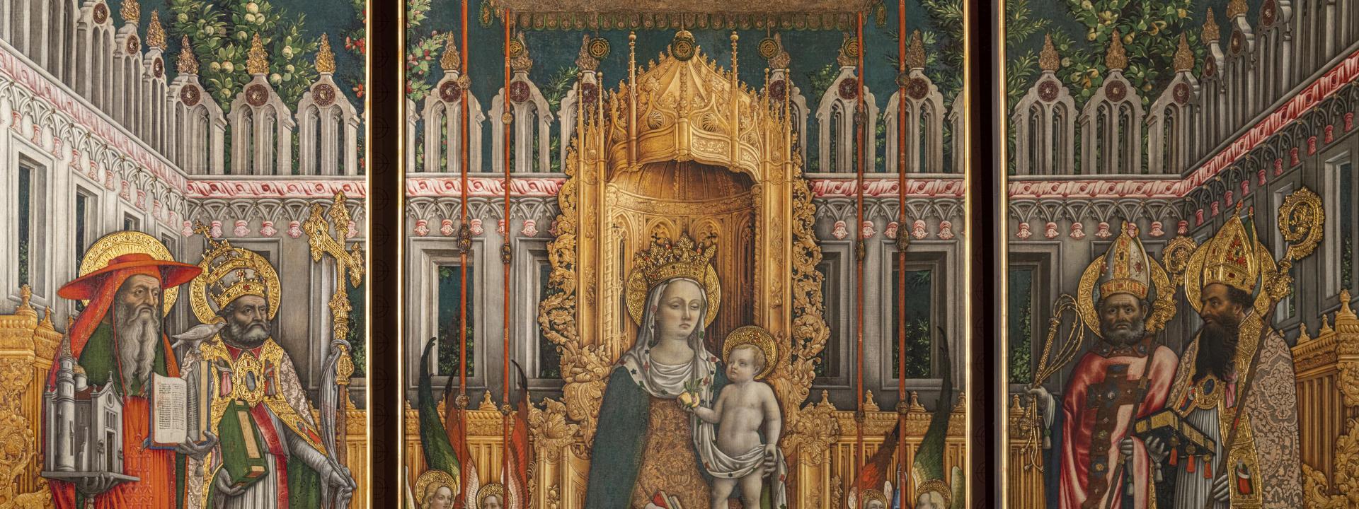 Madonna in trono col Bambino nel giardino paradisiaco con i Dottori della Chiesa, i Santi Agostino, Ambrogio, Girolamo e Gregorio