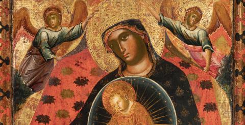 Madonna col Bambino in trono e due committenti