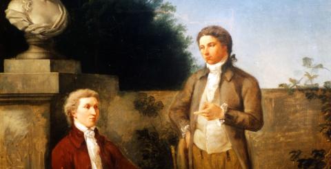Ritratto di due giovani signori in un paesaggio